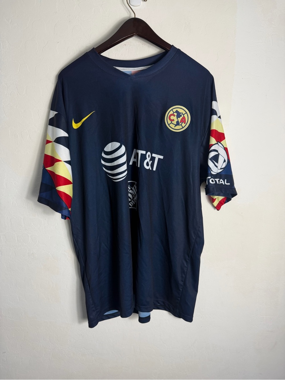 Nike Navy Club América Soccer Jersey with Multicolor Sleeve Accents